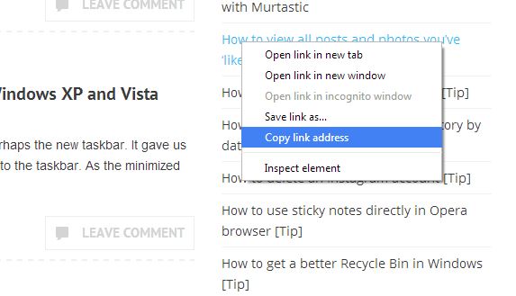how to copy link address to view deleted web pages