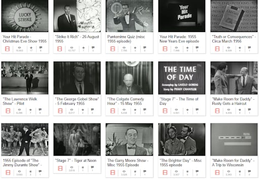 Television shows from 1955 viewable for free through the WayBack Machine