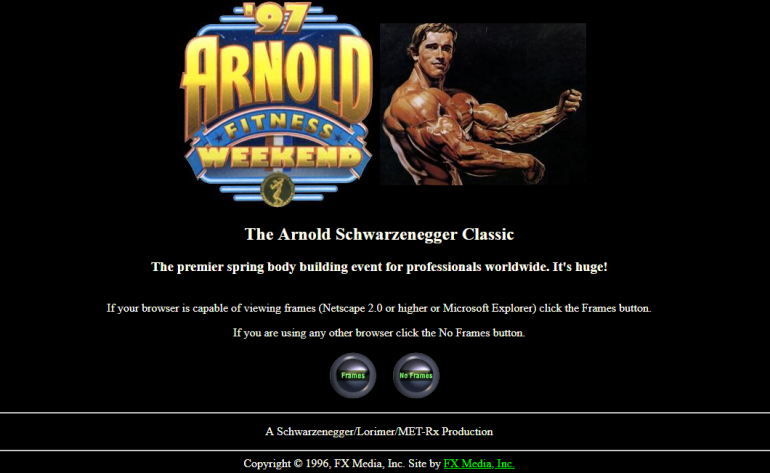 Schwarzenegger.com screenshot 1996
